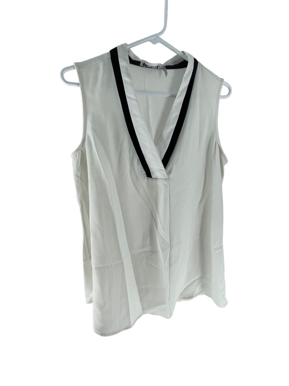 Calvin Klein White Sleeveless V-Neck Blouse Women's Size Medium